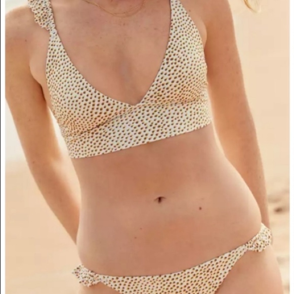 Aerie ruffle tie longline bikini top and ruffle bikini bottom